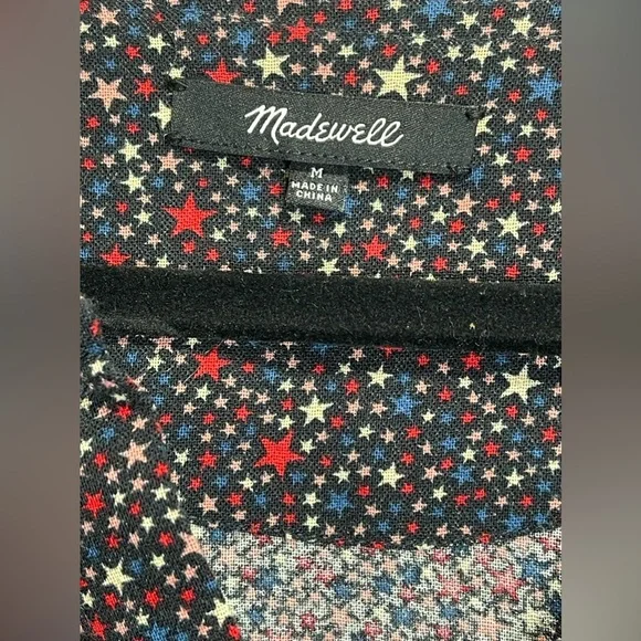 Madewell Studio Ruffle Hem Top in Dark Mediterranean Stars Size Medium - Picture 6 of 10